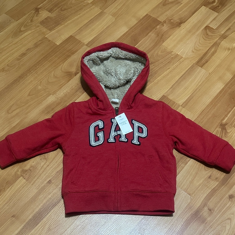 NWT Baby GAP Sherpa lined Red Hoodie 18-24 months